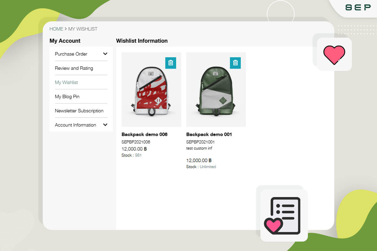 ecommerce wishlist feature